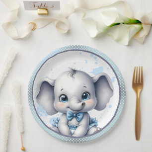 Prato De Papel Elefante Azul Cutie - Pequeno amendoim