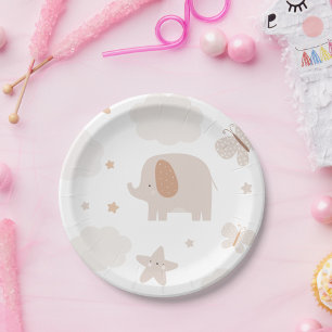 Prato De Papel Elefante Beige Cute