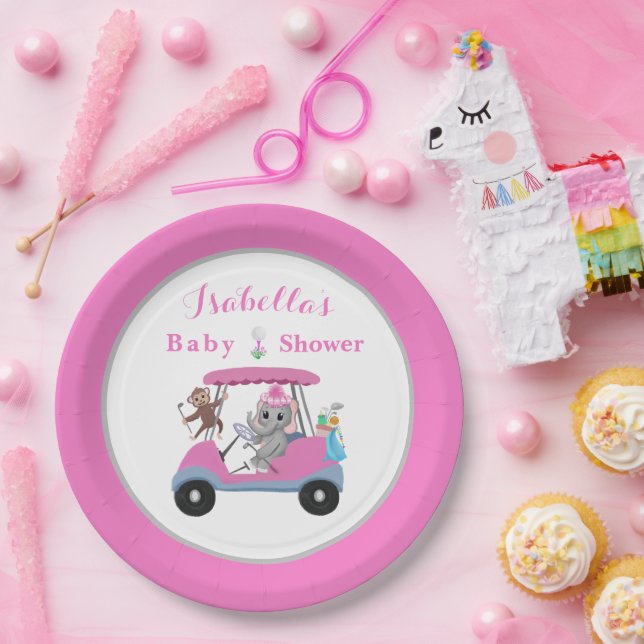 Prato De Papel Elefante de Golfe e Chá de Macaco (Festa)