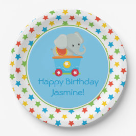 Prato De Papel Elefante do trem | do circo | personalizado