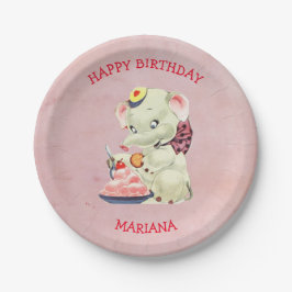 Prato De Papel Elefante Para Bebê Com Arco