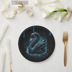 Prato De Papel Elegância em movimento, o cisne negro,
