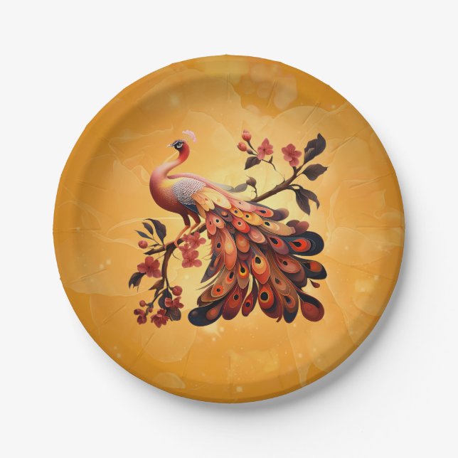 Prato De Papel Elegância em penas (Frente)