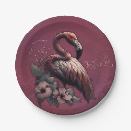 Prato De Papel elegância tropical, o flamingo na luz.