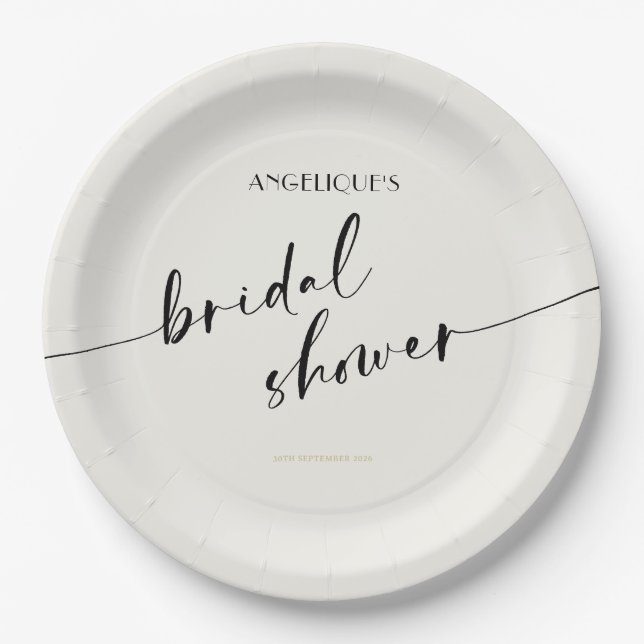 Prato De Papel Elegant and Simple - Minimalist Bridal Shower (Frente)