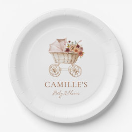 Prato De Papel Elegant Autumn Burgundy Floral Baby Shower