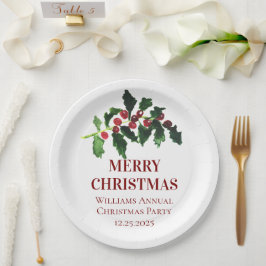 Prato De Papel Elegant Berries Christmas Botanical Simple