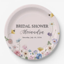 Prato De Papel Elegant Blush Pink Wildflower Bridal Shower