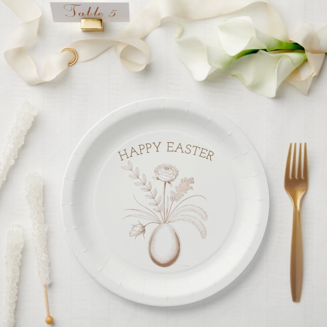 Prato De Papel Elegant Botanical Easter Brunch Paper Plates (Casamento)