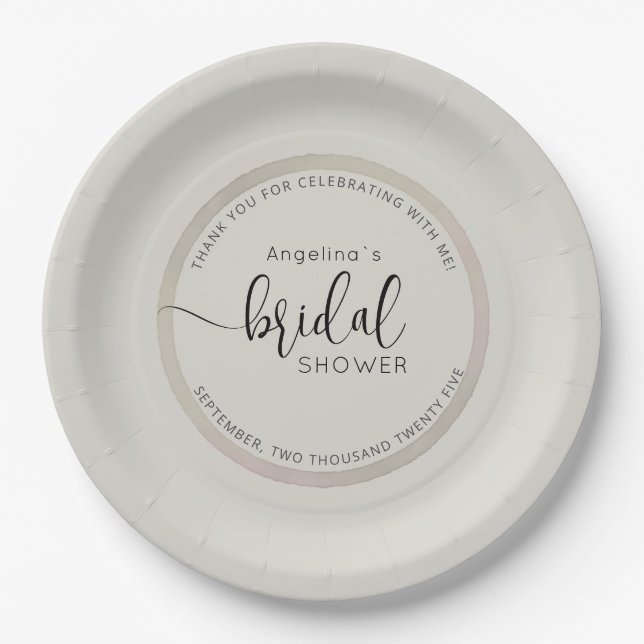 Prato De Papel Elegant Bride Shower Paper Plates (Frente)