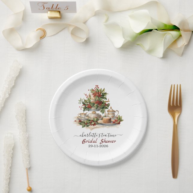Prato De Papel Elegant Christmas Bridal Shower Tea Time Party (Casamento)