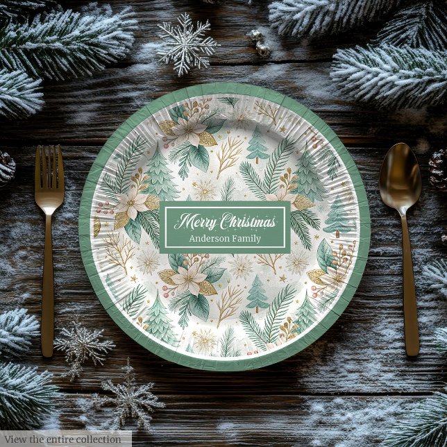 Prato De Papel Elegant Christmas Floral Paper Plates Pastel Charm (Elegant Christmas Floral Paper Plates Pastel Charm)