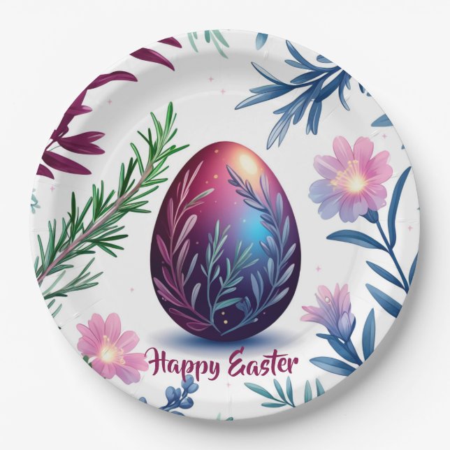 Prato De Papel Elegant Easter Egg Botanical Art (Frente)