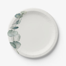 Prato De Papel Elegant Eucalyptus Dinner Plate Coastal
