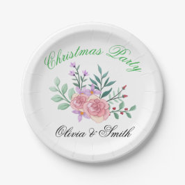 Prato De Papel Elegant Floral Christmas Party Paper Plate