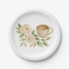 Prato De Papel Elegant Floral Coffee Bridal Shower