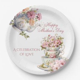 Prato De Papel Elegant Floral Tea Party Happy Mother's Day