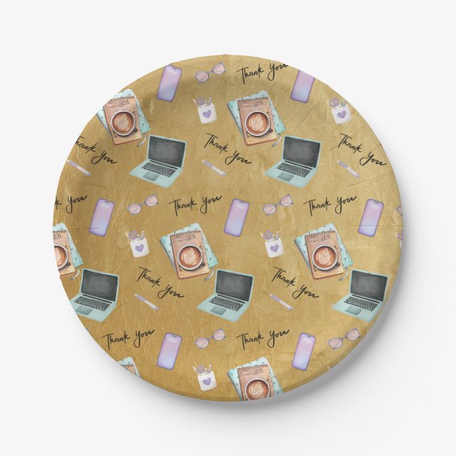 Prato De Papel Elegant Gold Administrative Professionals Day (Frente)