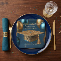 Elegant Gold Filigree Cap Teal Balloon Graduation