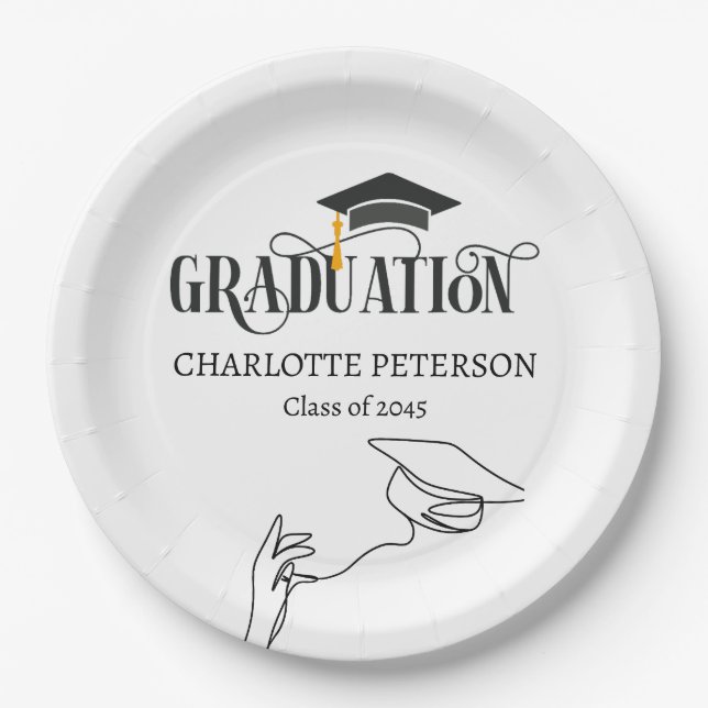 Prato De Papel Elegant Graduation Party  (Frente)