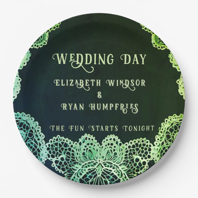 Prato De Papel Elegant Lace" Wedding Invitation Collection (Frente)