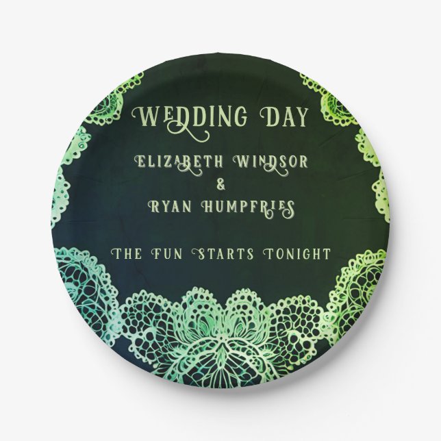 Prato De Papel Elegant Lace" Wedding Invitation Collection (Frente)