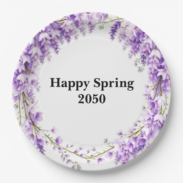 Prato De Papel Elegant Lavender Wisteria Easter  (Frente)