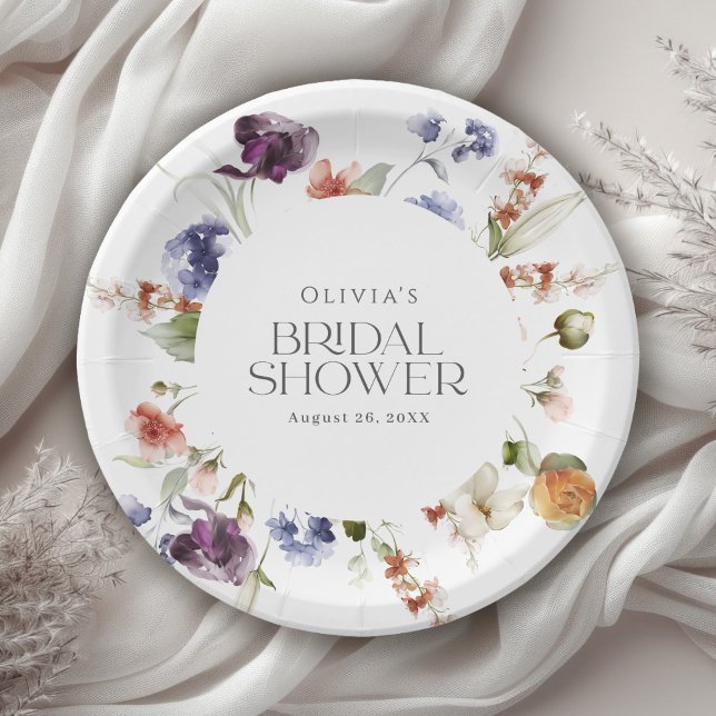 Prato De Papel Elegant Luxury Floral Bridal Shower (Criador carregado)