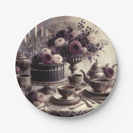 Prato De Papel Elegant Moody Twilight Tea Party Paper Plate