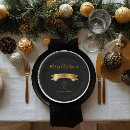 Prato De Papel Elegant Personalized Merry Christmas Paper Plates