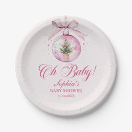 Prato De Papel Elegant Pink Christmas Ornament Baby Shower