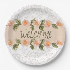 Prato De Papel Elegant Pink Floral Watercolor Welcome Napkins