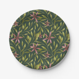 Prato De Papel Elegant Pink Flower Pattern on Dark Background