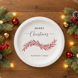Prato De Papel Elegant Pink Merry Christmas Paper Plate – Holiday