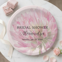 Prato De Papel Elegant Romantic Blush Pink Floral Bridal Shower