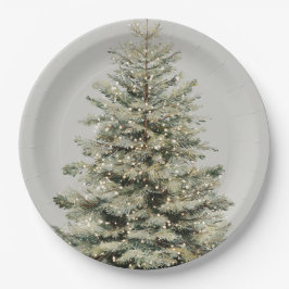 Prato De Papel Elegant Sparkling Christmas Tree Paper Plates