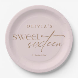 Prato De Papel Elegant Sweet 16 Blush Pink Birthday 
