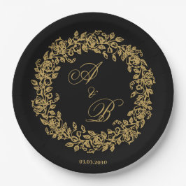 Prato De Papel Elegant Vintage French Gold Floral