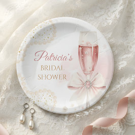 Prato De Papel Elegant Watercolor Pearls & Prosecco Bridal Shower