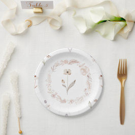 Prato De Papel Elegant Wildflower Boho Floral Garden Plate
