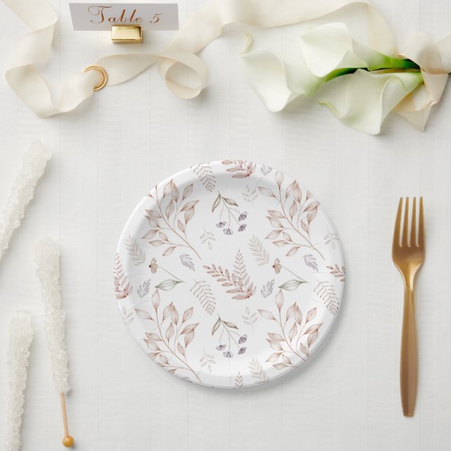Prato De Papel Elegant Wildflower Rustic Floral Garden Plate (Casamento)