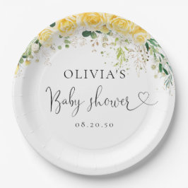 Prato De Papel Elegant Yellow Baby Shower Paper Plate