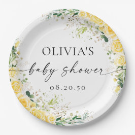 Prato De Papel Elegant Yellow Baby Shower Paper Plate