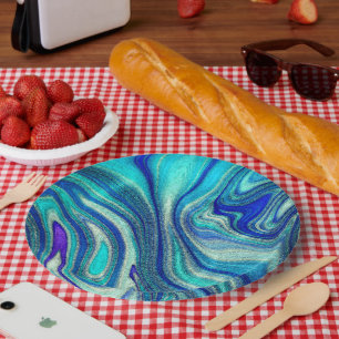 Prato De Papel Elegante Aquamarine Paua Rainbow Shell Inspirado