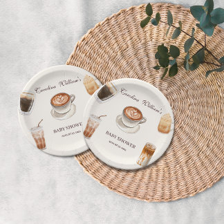 Prato De Papel Elegante Baby está criando chá de fraldas de café