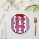 Prato De Papel Elegante Birthday Queen 18th | 21ruas | 40.o | 50.<br><div class="desc">Arranja-se alguns pratos de papel únicos para a celebração da sua festa de aniversário. As placas de papel vêm com o estilo Glitter Drips e a rainha do aniversário Lettering em vermelho. também há espaço para personalização para fazer as placas de papel parecerem especiais para o seu aniversário.</div>