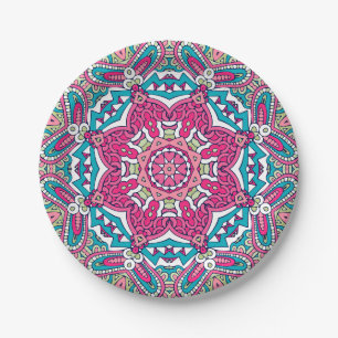 Prato De Papel Elegante boho festivo Colorido padrão contínuo