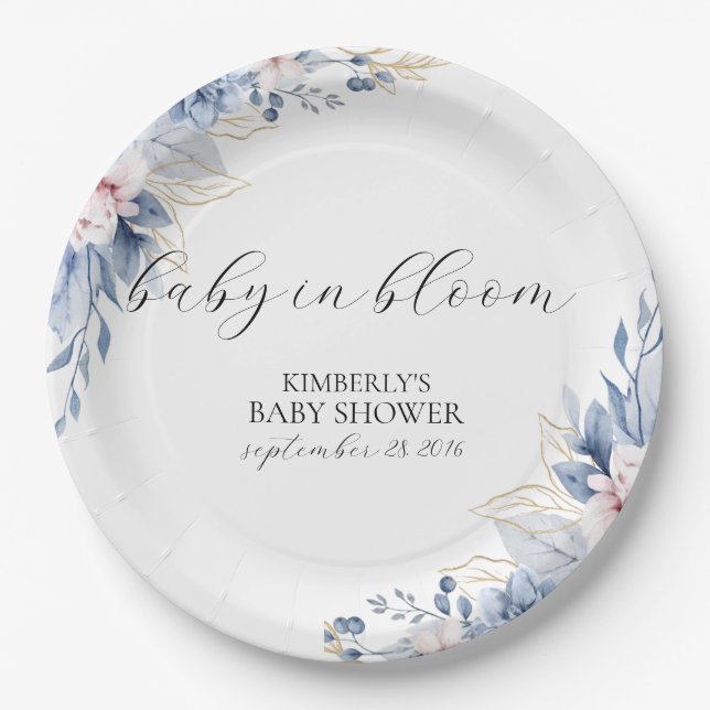 Prato De Papel Elegante Boho Wildflower chá de fraldas (Frente)