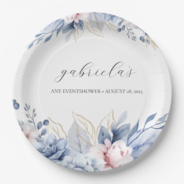 Prato De Papel Elegante Boho Wildflower chá de fraldas (Frente)
