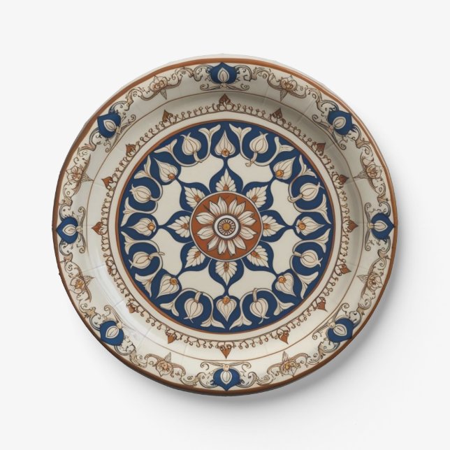 Prato De Papel Elegante Boho wildflower Patterno Cerâmico Wed (Frente)